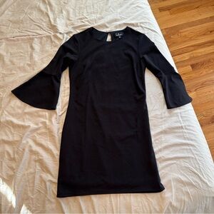 Lulu's Black Sheath Dress with Bell Sleeves